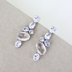 Brinco Prateado e Cristal Translúcido - Semijoia