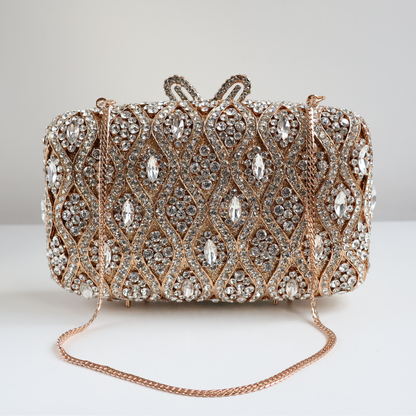 Bolsa Festa Clutch Pedraria Strass Dourada