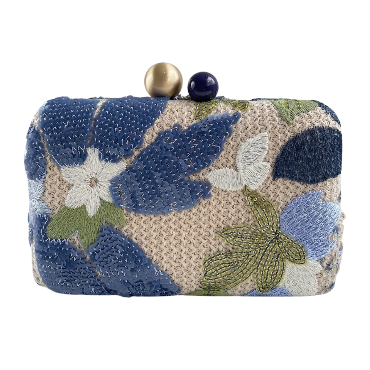 Bolsa Clutch Festa Bordada Flores Azul