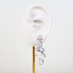 Brinco Prateado e Cristal Translúcido - Semijoia