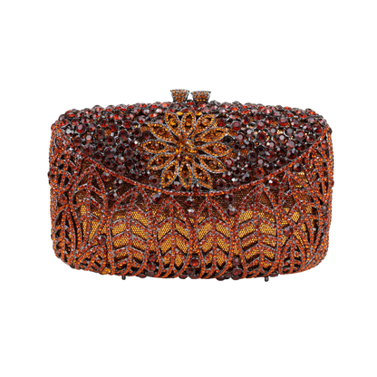 Bolsa Festa Clutch Pedraria Strass Laranja Marrom Âmbar