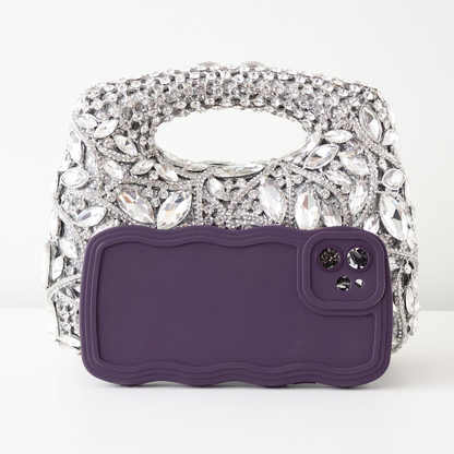 Bolsa de Mão Festa Pedraria Strass Prata