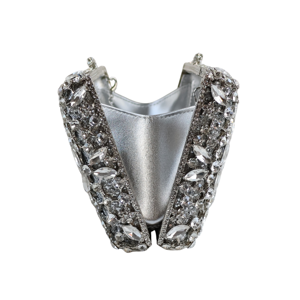 Bolsa Festa Clutch Pedraria Strass Prata