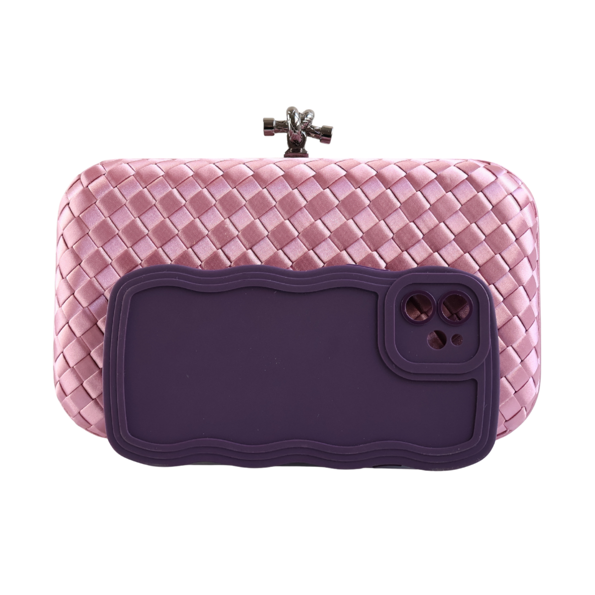 Bolsa Clutch Festa Tressê Cetim Inspired Média Rosa Bebê