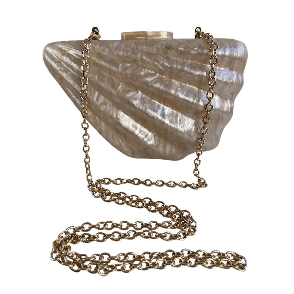 Bolsa Festa Clutch Acrílico Concha Bege Pérola - ReUse