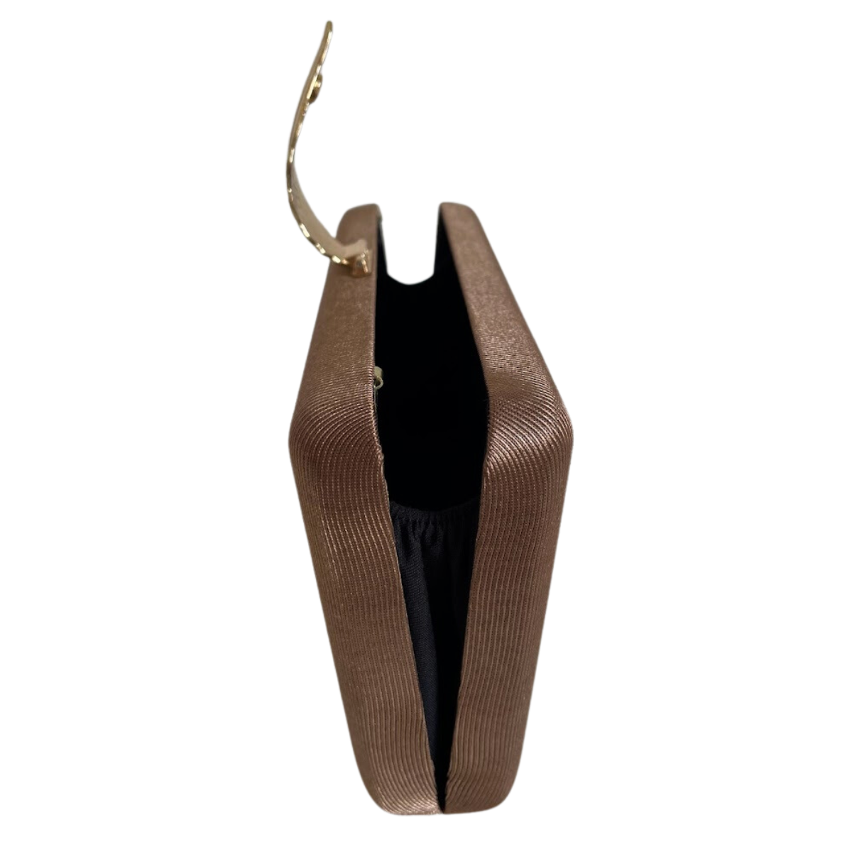 Bolsa Clutch Festa Tecido Fecho de Folha Marrom - ReUse