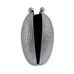 Bolsa Festa Clutch Pedraria Strass Oval Prata
