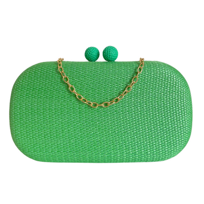 Bolsa de Festa Clutch Oval Palha Verde