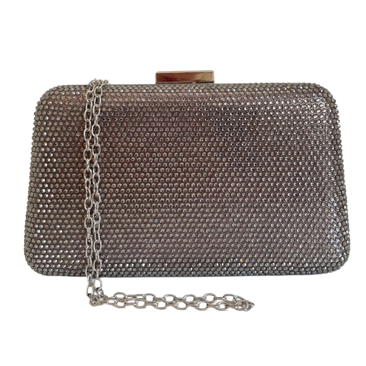 Bolsa de Festa Clutch Pedraria Strass Prata Escuro - ReUse