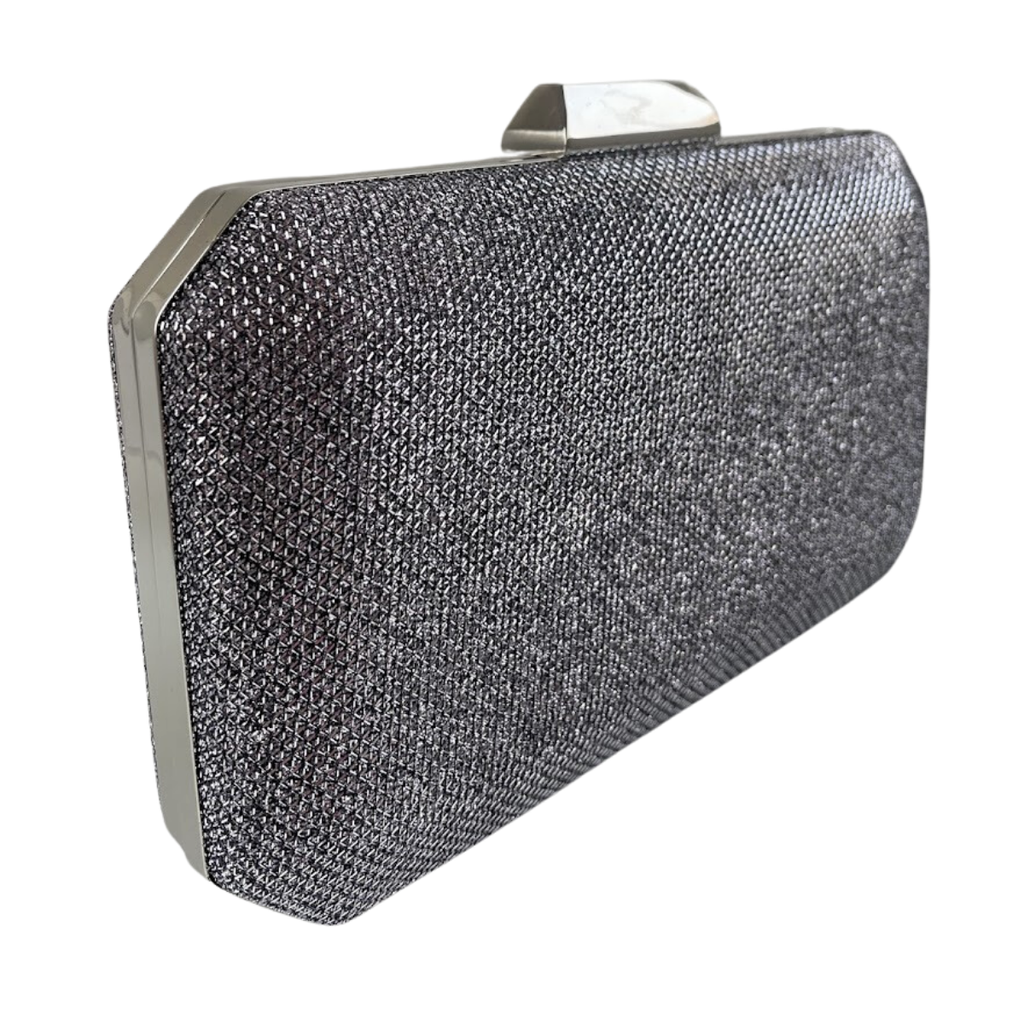 Bolsa de Festa Clutch Brilho Prata Grafite