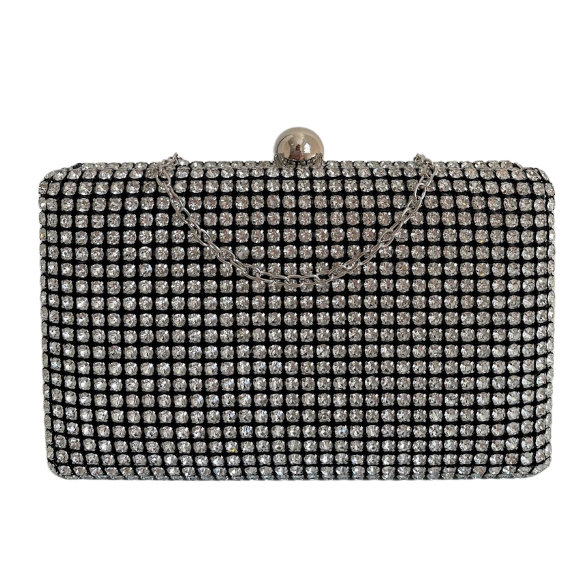 Bolsa de Festa Clutch Strass Preta e Prata