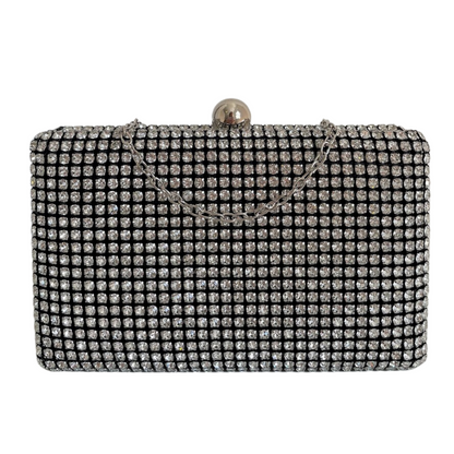 Bolsa de Festa Clutch Strass Preta e Prata