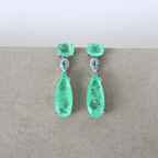 Brinco Prata e Cristal Fusion Verde - Semijoia