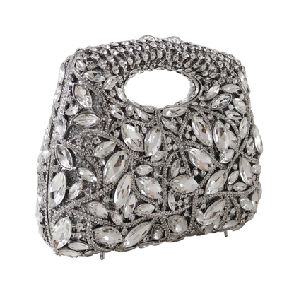 Bolsa de Mão Festa Pedraria Strass Prata