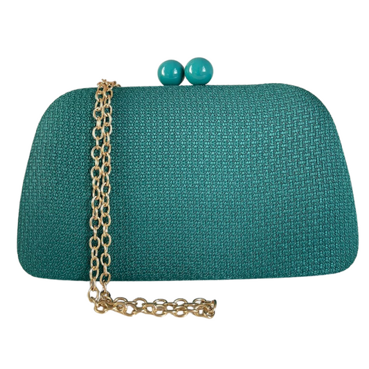 Bolsa Festa Clutch Tecido Azul Turquesa