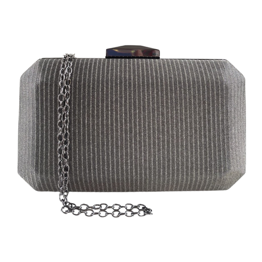 Bolsa de Festa Clutch Brilho Prata Escuro