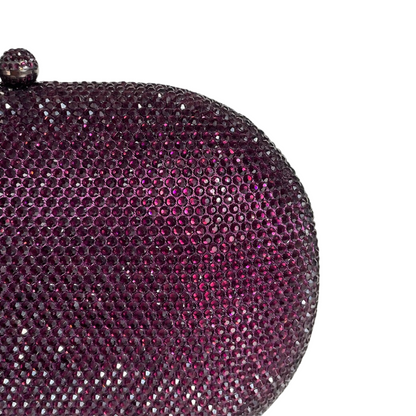 Bolsa Festa Clutch Pedraria Strass Oval Roxa