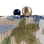 Bolsa Clutch Festa Bordada Flores Azul