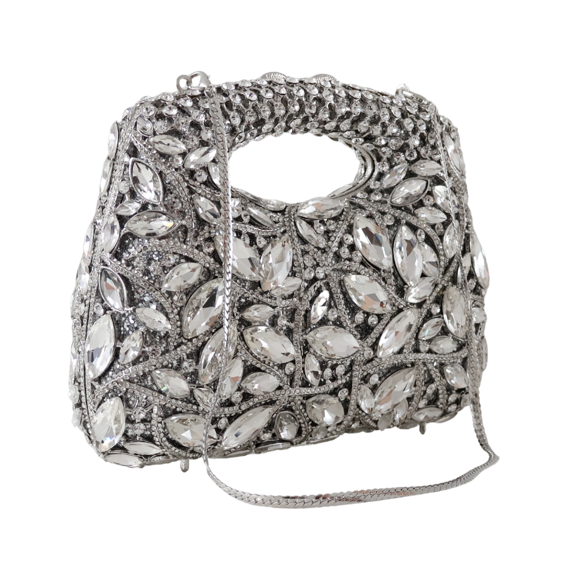 Bolsa de Mão Festa Pedraria Strass Prata