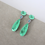 Brinco Prata e Cristal Fusion Verde - Semijoia