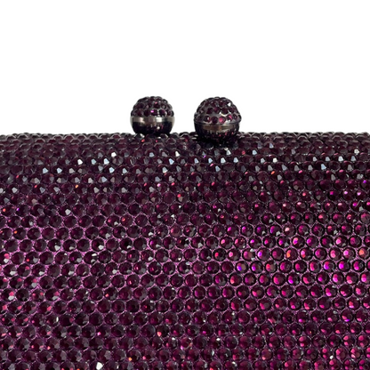 Bolsa Festa Clutch Pedraria Strass Oval Roxa