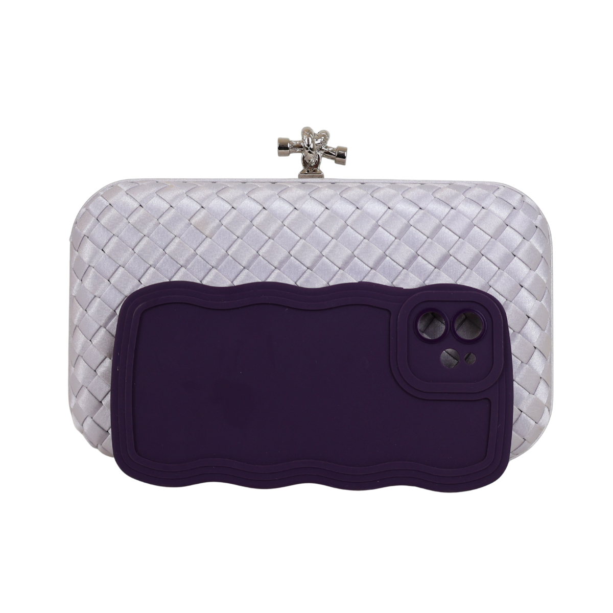 Clutch Tressê Cetim Inspired Média Prata