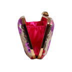 Bolsa Clutch Festa Lantejoulas Bordadas Flores Rosa