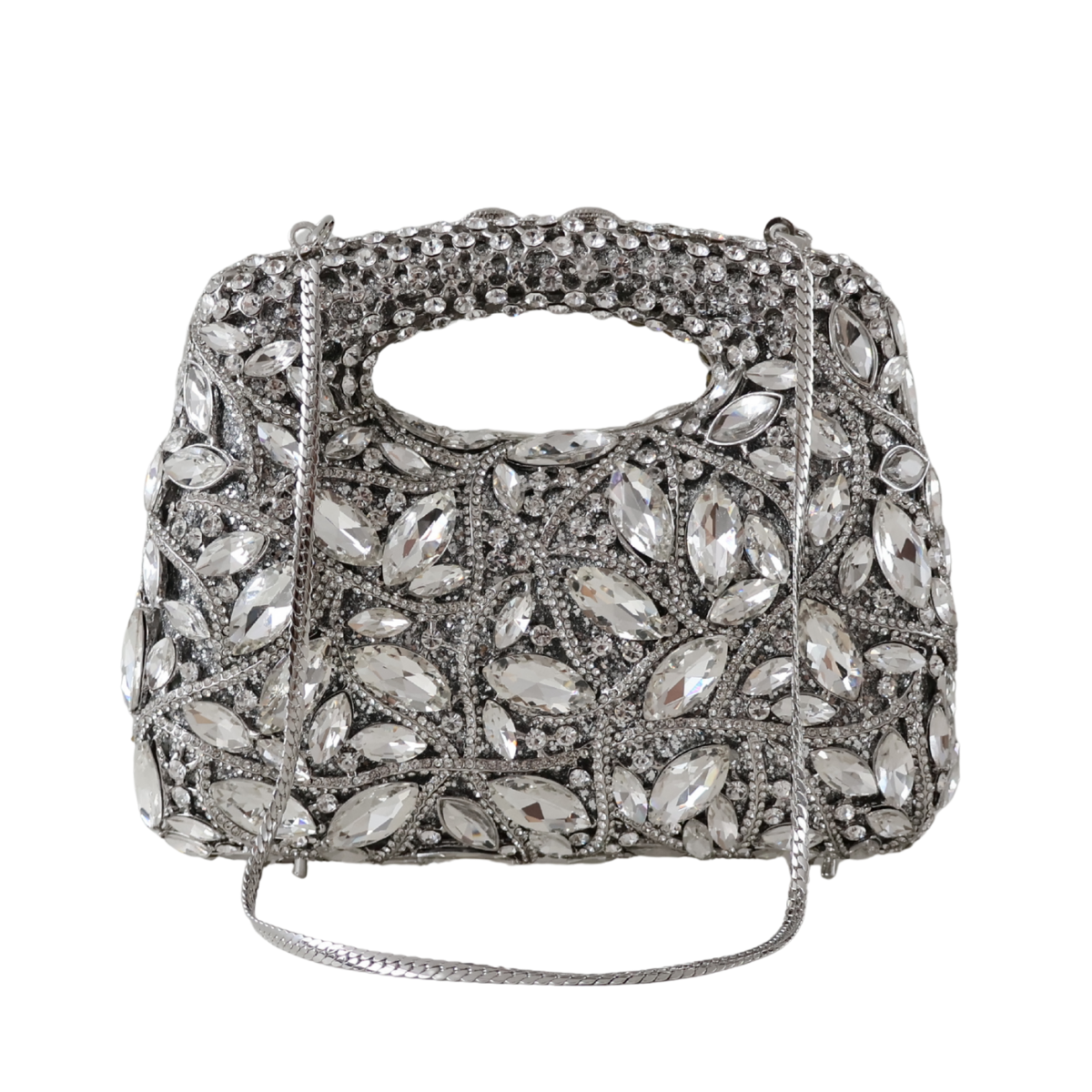 Bolsa de Mão Festa Pedraria Strass Prata