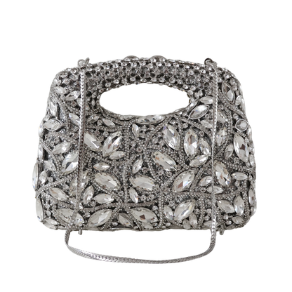 Bolsa de Mão Festa Pedraria Strass Prata