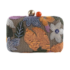 Bolsa Clutch Festa Bordada Flores Laranja