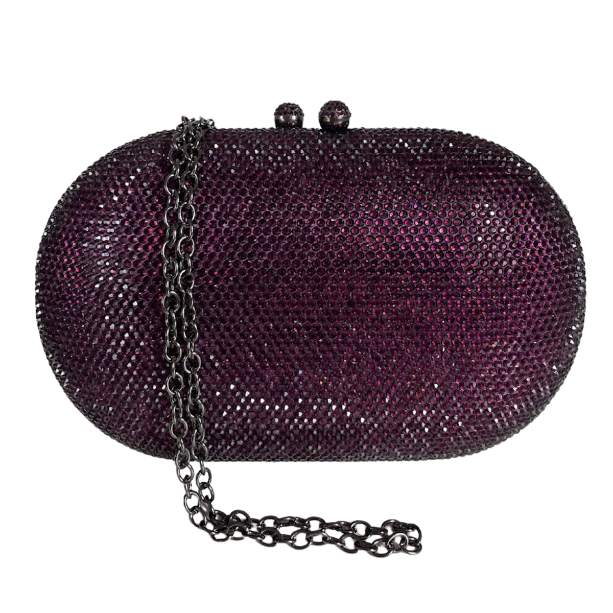 Bolsa Festa Clutch Pedraria Strass Oval Roxa