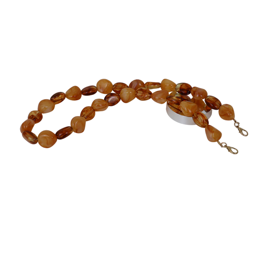 Alça de Mão - Caramelo e Marrom - Metal Dourado