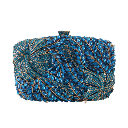 Bolsa Clutch Festa Pedraria Strass Azul