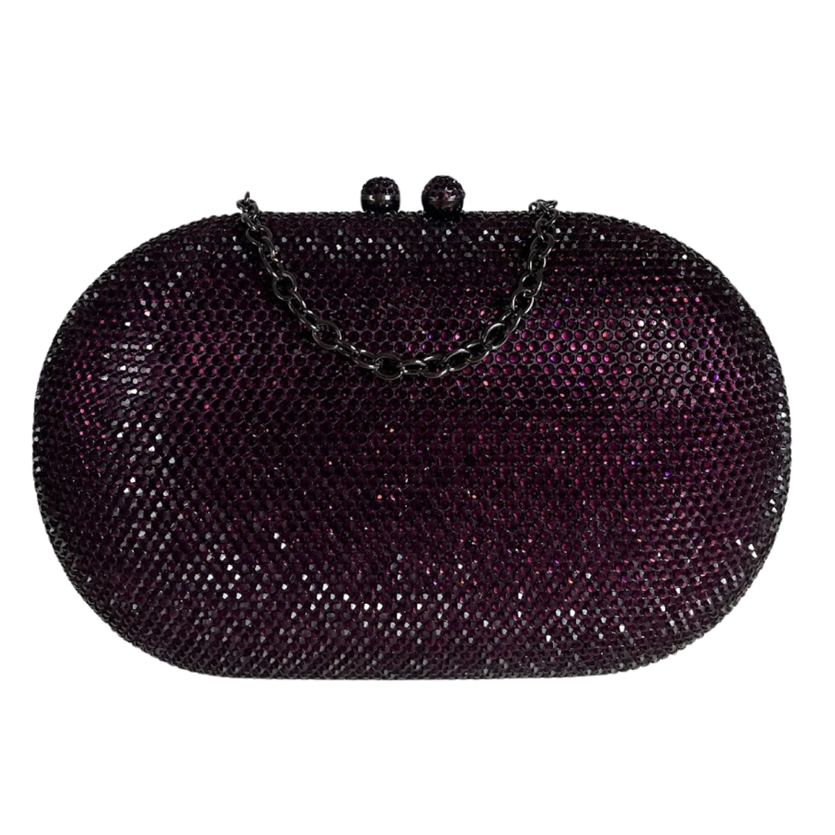 Bolsa Festa Clutch Pedraria Strass Oval Roxa