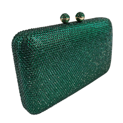 Bolsa Festa Clutch Pedraria Strass Verde Esmeralda