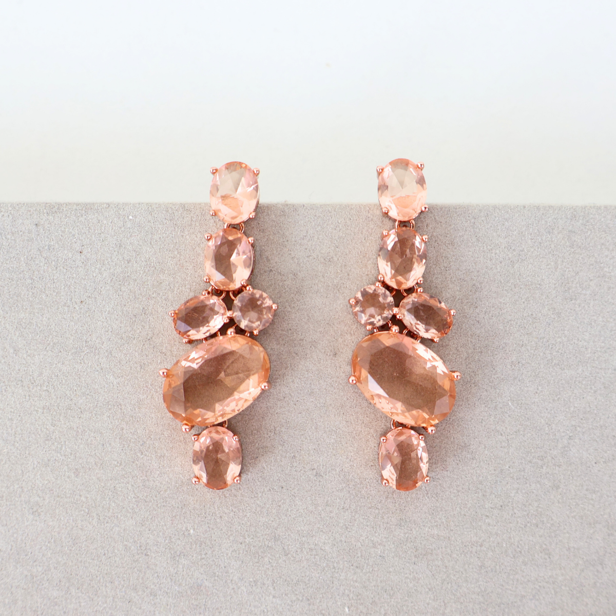 Brinco Dourado e Cristal Champagne - Semijoia