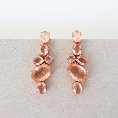 Brinco Dourado e Cristal Champagne - Semijoia