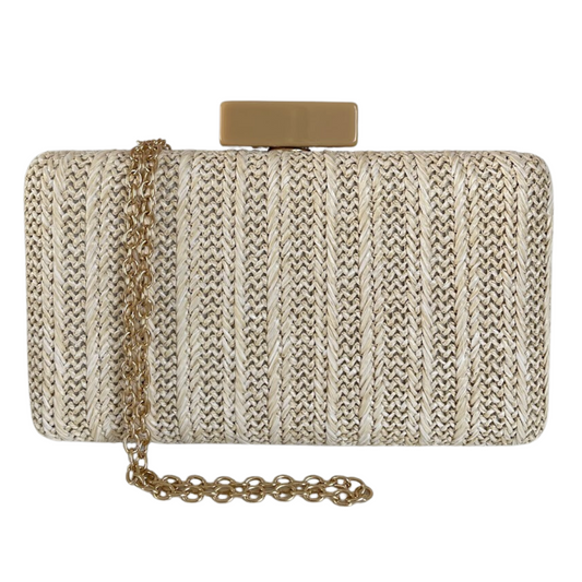 Bolsa de Festa Clutch Palha Bege