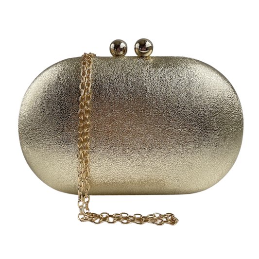 Bolsa de Festa Clutch Oval Dourada