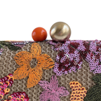 Bolsa Clutch Festa Bordada Flores Laranja