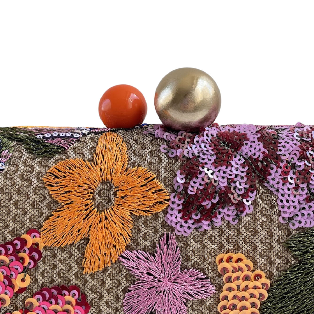 Bolsa Clutch Festa Bordada Flores Laranja