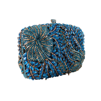 Bolsa Clutch Festa Pedraria Strass Azul