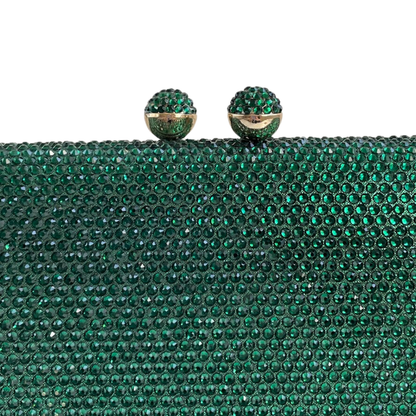 Bolsa Festa Clutch Pedraria Strass Verde Esmeralda