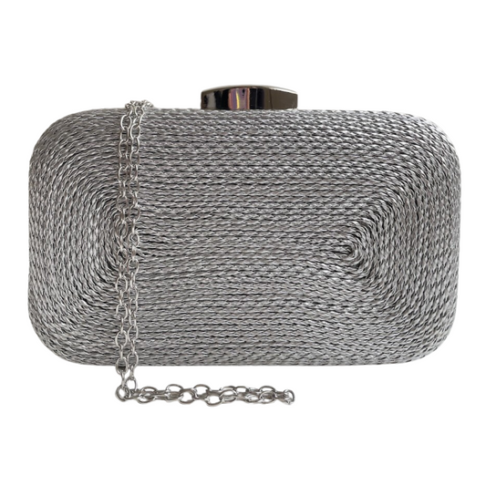 Bolsa de Festa Clutch Corda Trançada Prata