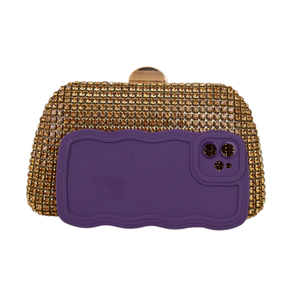 Bolsa Festa Clutch Strass Dourado Escuro