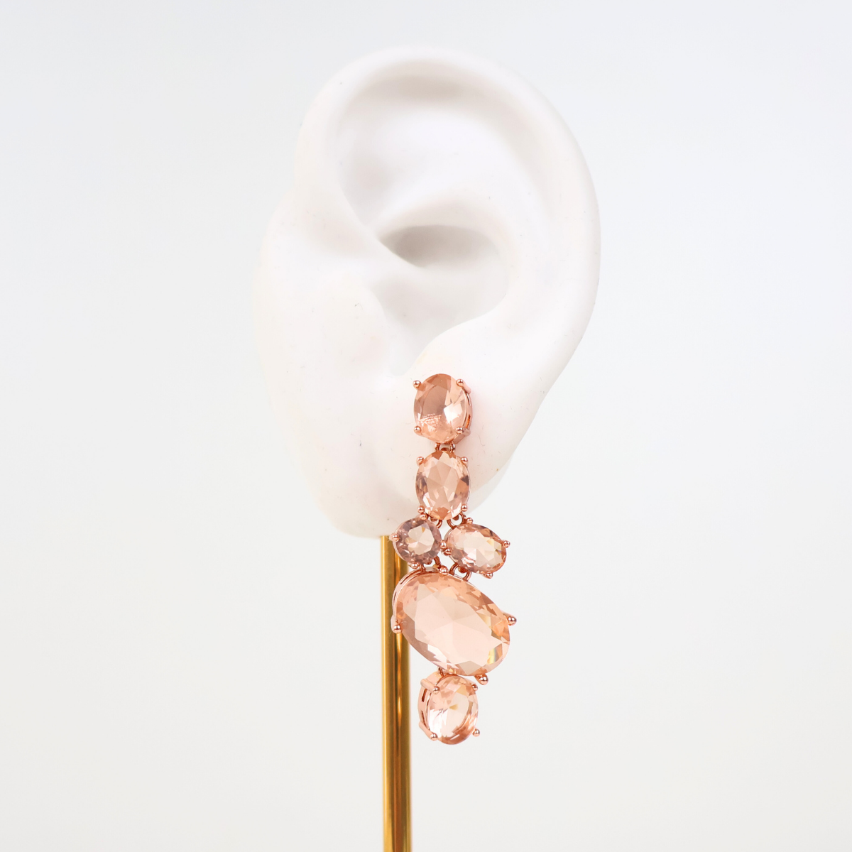 Brinco Dourado e Cristal Champagne - Semijoia