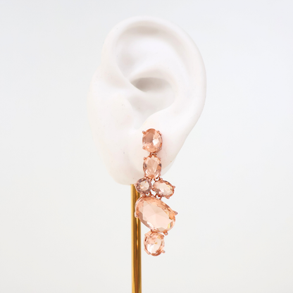 Brinco Dourado e Cristal Champagne - Semijoia