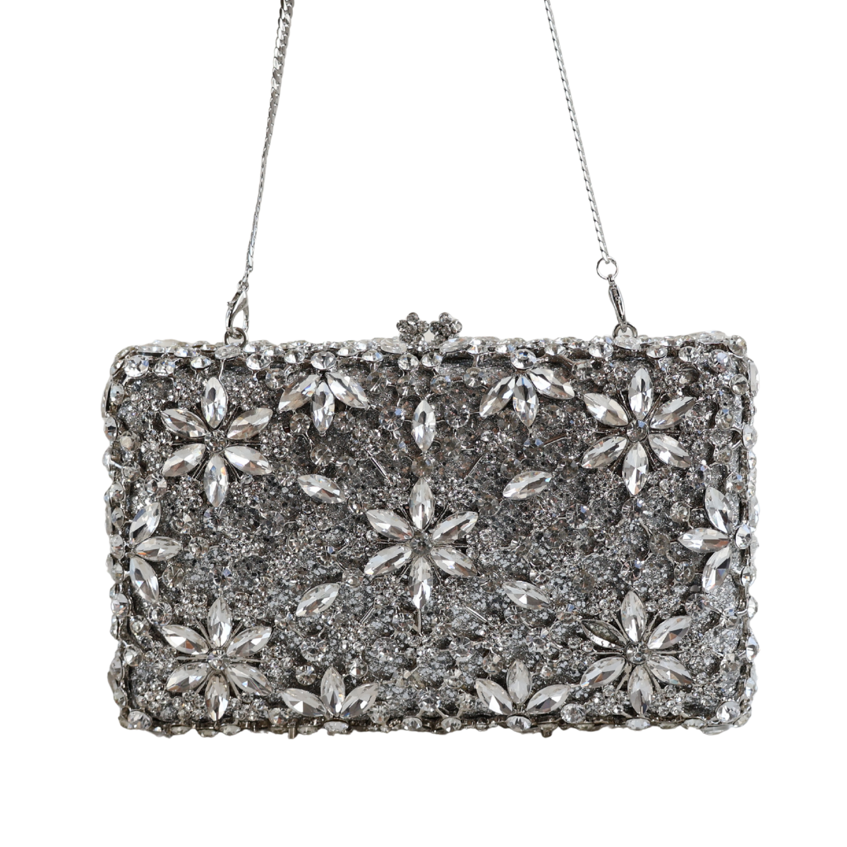 Bolsa Festa Clutch Pedraria Strass Prata