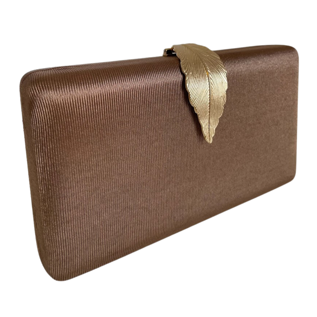 Bolsa Clutch Festa Tecido Fecho de Folha Marrom - ReUse