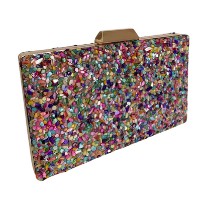 Bolsa Festa Clutch Pedraria Colorida